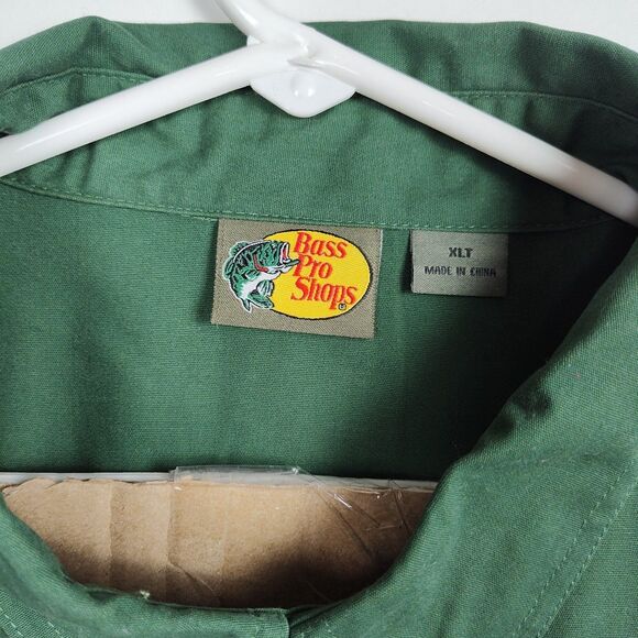 Bass Pro Shops Button-Up Shirt Men's XLT Green Embroidered Logo Short Slvs - Picture 7 of 9